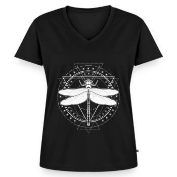 Libelle Okkulte Libellen - Frauen Premium Bio T-Shirt mit V-Ausschnitt - Schwarz - Vorne - AI Model Female 172 light (172cm)