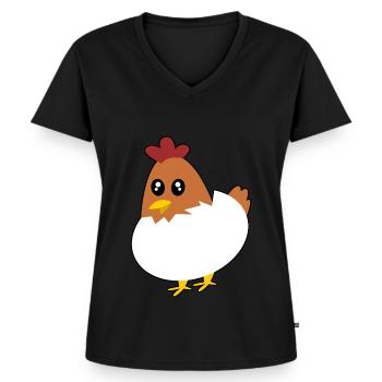 Huhn Eier Hühnerei Ei Hühner Eierschale - Frauen Premium Bio T-Shirt mit V-Ausschnitt - Schwarz - Vorne - AI Model Female 172 light (172cm)
