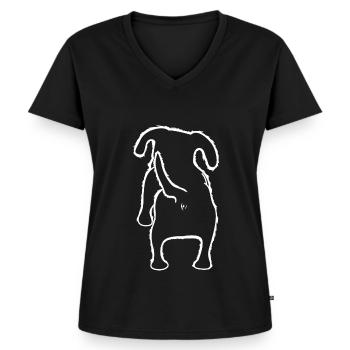 Rauhaardackel von hinten Hunde - Frauen Premium Bio T-Shirt mit V-Ausschnitt - Schwarz - Vorne - AI Model Female 172 light (172cm)