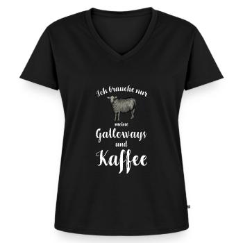 Galloway Rind I Schottland Rinderzucht für - Frauen Premium Bio T-Shirt mit V-Ausschnitt - Schwarz - Vorne - AI Model Female 172 light (172cm)