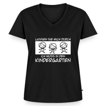 Kindergarten Kindergärtnerin Kita - Frauen Premium Bio T-Shirt mit V-Ausschnitt - Schwarz - Vorne - AI Model Female 172 light (172cm)