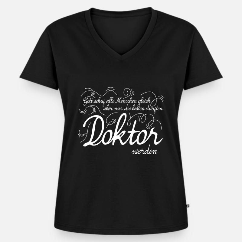 Doktortitel Doktorarbeit bester Doktor - Frauen Premium Bio T-Shirt mit V-Ausschnitt - Schwarz