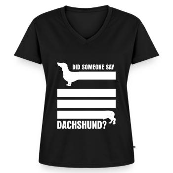 Dachshund - Frauen Premium Bio T-Shirt mit V-Ausschnitt - Schwarz - Vorne - AI Model Female 172 light (172cm)