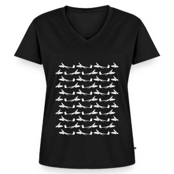 Segelflieger Segelflugzeuge - Frauen Premium Bio T-Shirt mit V-Ausschnitt - Schwarz - Vorne - AI Model Female 172 light (172cm)