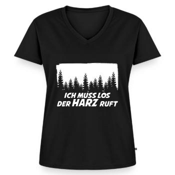 Harz ruft Brocken Wanderung Wandern - Frauen Premium Bio T-Shirt mit V-Ausschnitt - Schwarz - Vorne - AI Model Female 172 light (172cm)