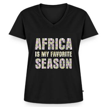 Afrika Afrikanisch - Frauen Premium Bio T-Shirt mit V-Ausschnitt - Schwarz - Vorne - AI Model Female 172 light (172cm)
