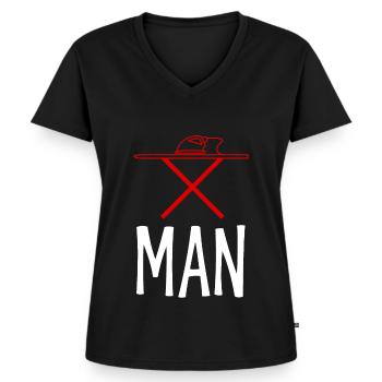 Triathlon Bügeleisen Triathlet - Frauen Premium Bio T-Shirt mit V-Ausschnitt - Schwarz - Vorne - AI Model Female 172 light (172cm)
