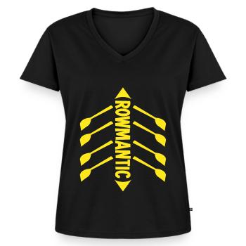 Ruderboot Rudern Rudersport Ruderverein - Frauen Premium Bio T-Shirt mit V-Ausschnitt - Schwarz - Vorne - AI Model Female 172 light (172cm)