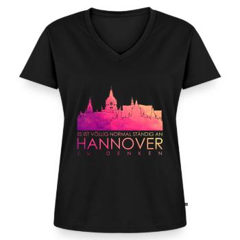 Hannover lustig - Frauen Premium Bio T-Shirt mit V-Ausschnitt - Schwarz - Vorne - AI Model Female 172 light (172cm)