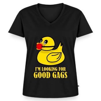 Canard BDSM - T-shirt encolure en V Premium bio Femme - noir - Devant - AI Model Female 172 light (172cm)