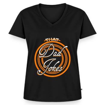 Scherzvater Witz Witze Papa - Frauen Premium Bio T-Shirt mit V-Ausschnitt - Schwarz - Vorne - AI Model Female 172 light (172cm)
