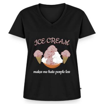 Ice Cream Cup Icecream - Frauen Premium Bio T-Shirt mit V-Ausschnitt - Schwarz - Vorne - AI Model Female 172 light (172cm)