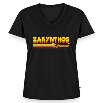 Zakynthos - Griechische Inselpracht Design - Frauen Premium Bio T-Shirt mit V-Ausschnitt - Schwarz - Vorne - AI Model Female 172 light (172cm)