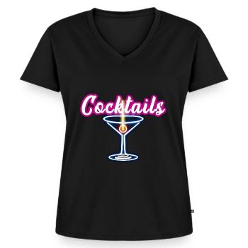 Cocktail - Frauen Premium Bio T-Shirt mit V-Ausschnitt - Schwarz - Vorne - AI Model Female 172 light (172cm)
