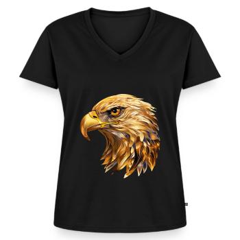 Eagle Head Gold Bird of Prey Bird Animal Nature - Women's Premium Organic V-neck T-shirt - black - Front - AI Model Female 172 light (172cm)