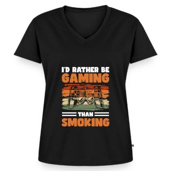 Les non-fumeurs ne fument pas de dépendance - T-shirt encolure en V Premium bio Femme - noir - Devant - AI Model Female 172 light (172cm)