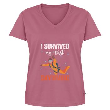 Skydiver Sky Freefall Base Jump - Women's Premium Organic V-neck T-shirt - mauve - Front - AI Model Female 172 dark (172cm)