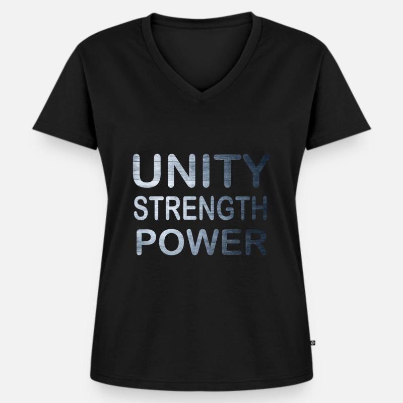 Coole & awesome Unity Tshirt Design Unity Stärke - Frauen Premium Bio T-Shirt mit V-Ausschnitt - Schwarz
