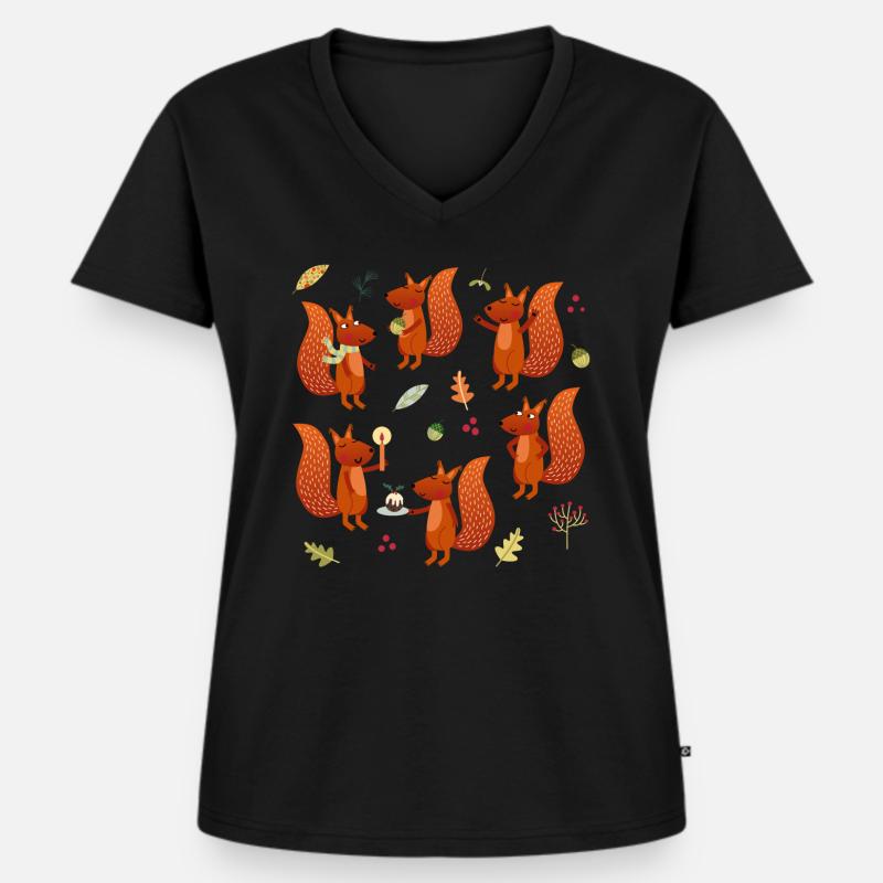 Eichhörnchen Party - Frauen Premium Bio T-Shirt mit V-Ausschnitt - Schwarz