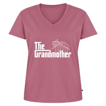 The grandmother - Women's Premium Organic V-neck T-shirt - mauve - Front - AI Model Female 172 dark (172cm)
