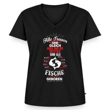 Fische Sternzeichen - Frauen Premium Bio T-Shirt mit V-Ausschnitt - Schwarz - Vorne - AI Model Female 172 light (172cm)