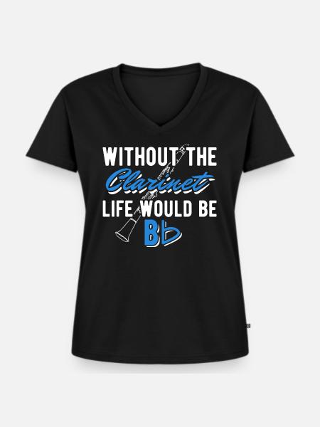 Klarinette - Frauen Premium Bio T-Shirt mit V-Ausschnitt - Schwarz
