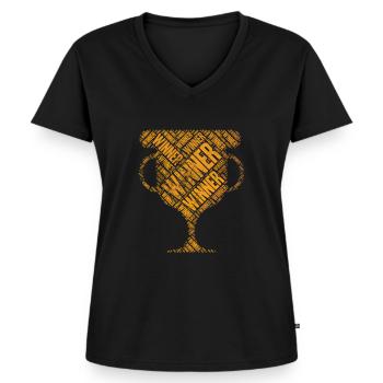 Pokal - Frauen Premium Bio T-Shirt mit V-Ausschnitt - Schwarz - Vorne - AI Model Female 172 light (172cm)
