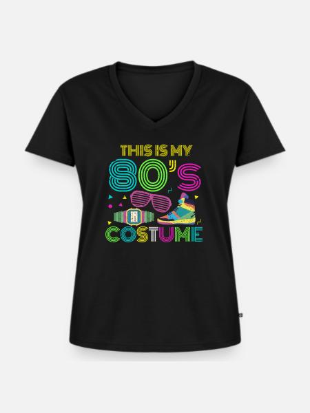 80er - Frauen Premium Bio T-Shirt mit V-Ausschnitt - Schwarz