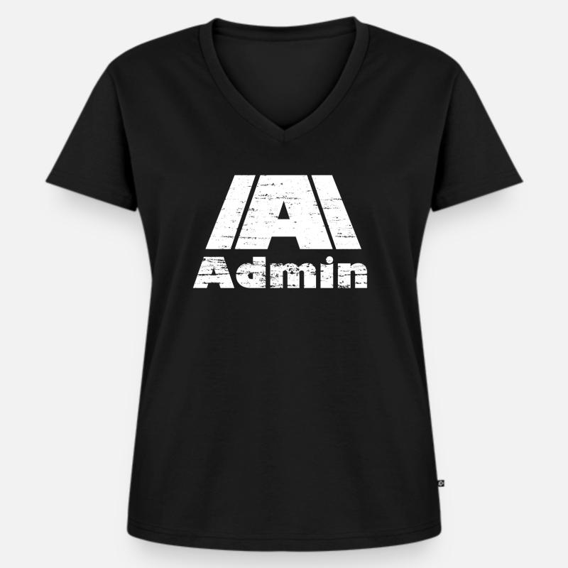 Admin - Frauen Premium Bio T-Shirt mit V-Ausschnitt - Schwarz