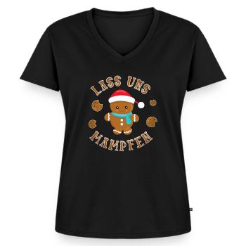 Lebkuchen Lass uns mampfen weihnachten - Frauen Premium Bio T-Shirt mit V-Ausschnitt - Schwarz - Vorne - AI Model Female 172 light (172cm)