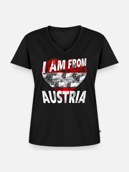 Austria - Frauen Premium Bio T-Shirt mit V-Ausschnitt - Schwarz
