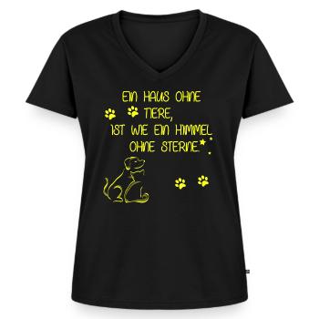 Katzen und Hunde Motiv - Frauen Premium Bio T-Shirt mit V-Ausschnitt - Schwarz - Vorne - AI Model Female 172 light (172cm)