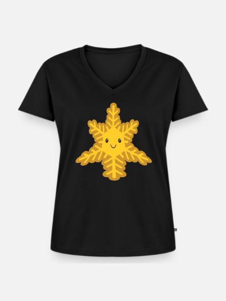 Weihnachtsstern Scheeflocken Weihnachten - Frauen Premium Bio T-Shirt mit V-Ausschnitt - Schwarz