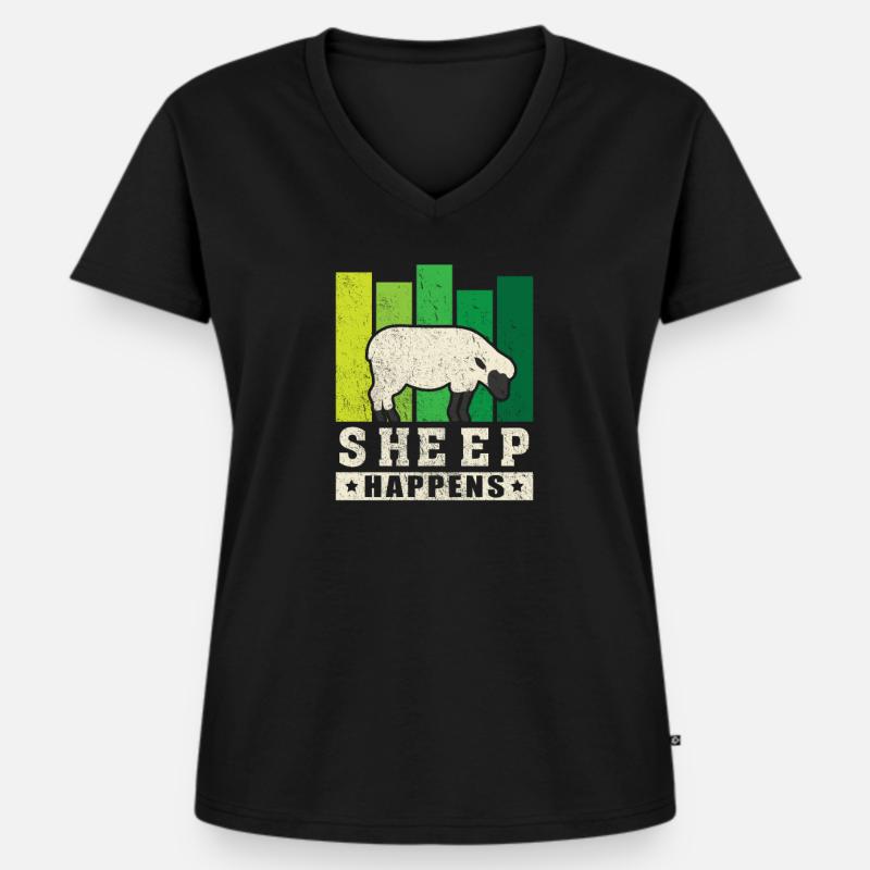 Sheep shepherd sheep - Women's Premium Organic V-neck T-shirt - black