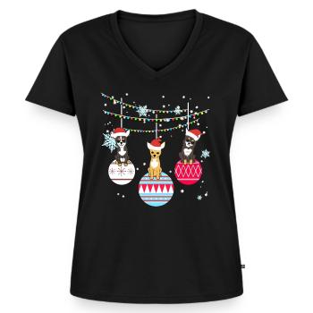 Chihuahua Hund Hundehalter Weihnachten Geschenk - Frauen Premium Bio T-Shirt mit V-Ausschnitt - Schwarz - Vorne - AI Model Female 172 light (172cm)