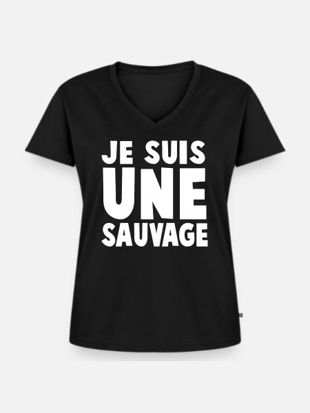 Ich bin ein WILD - Frauen Premium Bio T-Shirt mit V-Ausschnitt - Schwarz