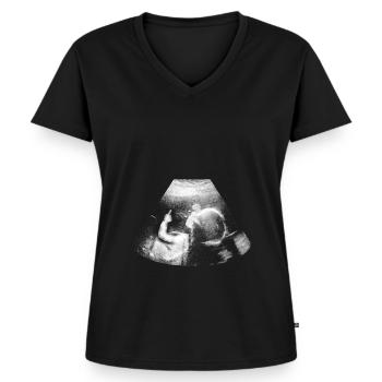 Mittelfinger Fuck Ultraschall Schwangerschaft Baby - Frauen Premium Bio T-Shirt mit V-Ausschnitt - Schwarz - Vorne - AI Model Female 172 light (172cm)