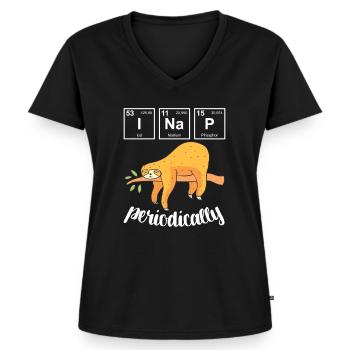 Tableau périodique chimie chimiste cadeau paresse - T-shirt encolure en V Premium bio Femme - noir - Devant - AI Model Female 172 light (172cm)