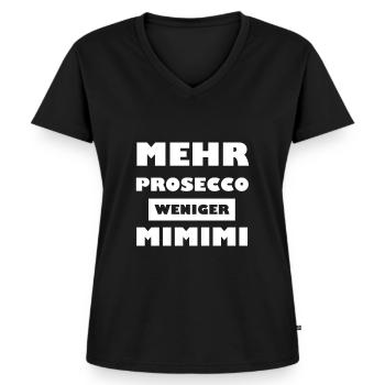 Mehr Prosecco Weniger Mimimi - Frauen Premium Bio T-Shirt mit V-Ausschnitt - Schwarz - Vorne - AI Model Female 172 light (172cm)