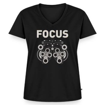 Ophtalmologiste opticien - T-shirt encolure en V Premium bio Femme - noir - Devant - AI Model Female 172 light (172cm)