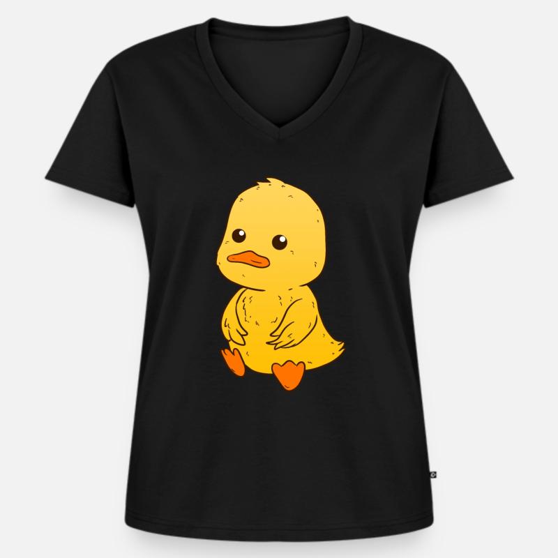 Entchen Ente - Frauen Premium Bio T-Shirt mit V-Ausschnitt - Schwarz
