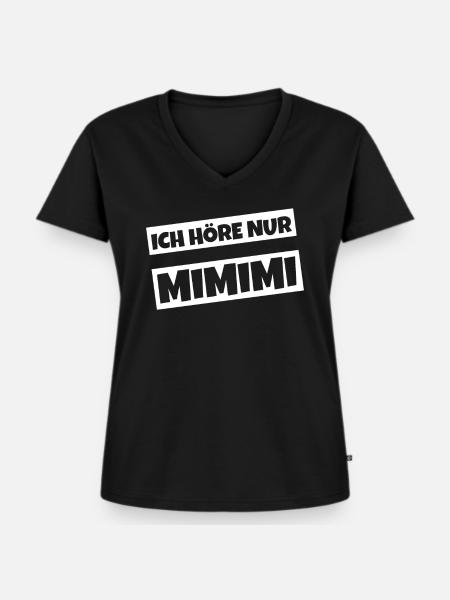 Ich höre nur Mimimi - Frauen Premium Bio T-Shirt mit V-Ausschnitt - Schwarz