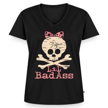 Little badass - T-shirt encolure en V Premium bio Femme - noir - Devant - AI Model Female 172 light (172cm)