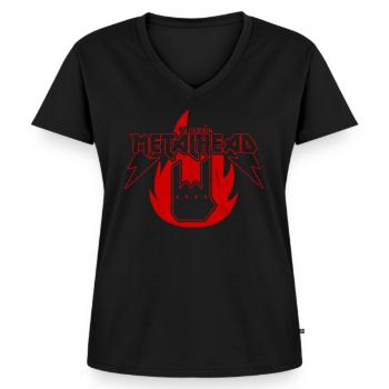 METALHEAD bis zum Tod - Frauen Premium Bio T-Shirt mit V-Ausschnitt - Schwarz - Vorne - AI Model Female 172 light (172cm)