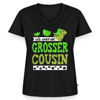 Ich bin bald grosser Cousin / werde großer Cousin - Frauen Premium Bio T-Shirt mit V-Ausschnitt - Schwarz - Vorne - AI Model Female 172 light (172cm)
