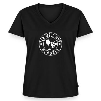Ich will nur Schorle - Frauen Premium Bio T-Shirt mit V-Ausschnitt - Schwarz - Vorne - AI Model Female 172 light (172cm)