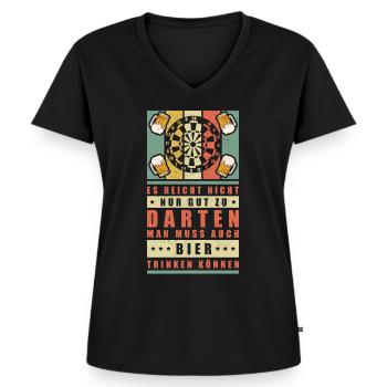 Dart Darts Sprüche Geschenk Dartspieler Darten - Frauen Premium Bio T-Shirt mit V-Ausschnitt - Schwarz - Vorne - AI Model Female 172 light (172cm)