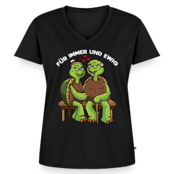 Geschenke für Großeltern Goldene Hochzeit - Frauen Premium Bio T-Shirt mit V-Ausschnitt - Schwarz - Vorne - AI Model Female 172 light (172cm)