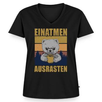 Einatmen Ausrasten Ich Atme Ein - Frauen Premium Bio T-Shirt mit V-Ausschnitt - Schwarz - Vorne - AI Model Female 172 light (172cm)