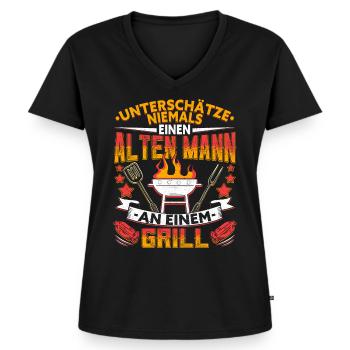 Griller Grillen lustig - Frauen Premium Bio T-Shirt mit V-Ausschnitt - Schwarz - Vorne - AI Model Female 172 light (172cm)